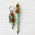 Beaded Novelty Pen & Keyring Set - Capybara Turtle