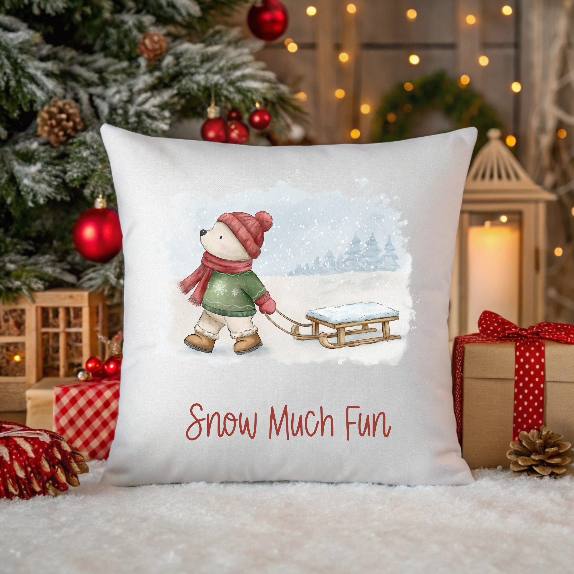 🐻❄️ Snow Much Fun Christmas Cushion