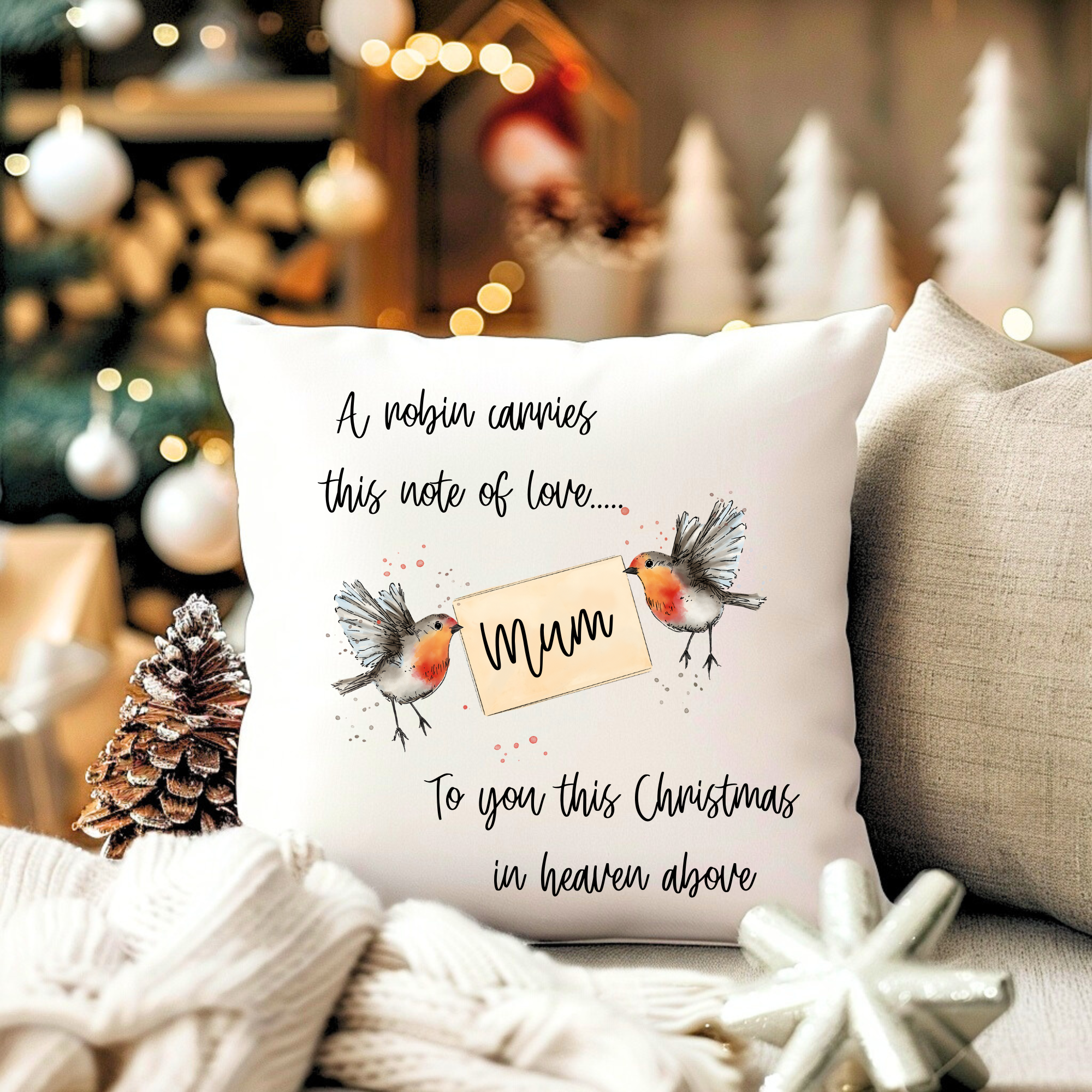 Personalised A Robin Carries This Note of Love Cushion