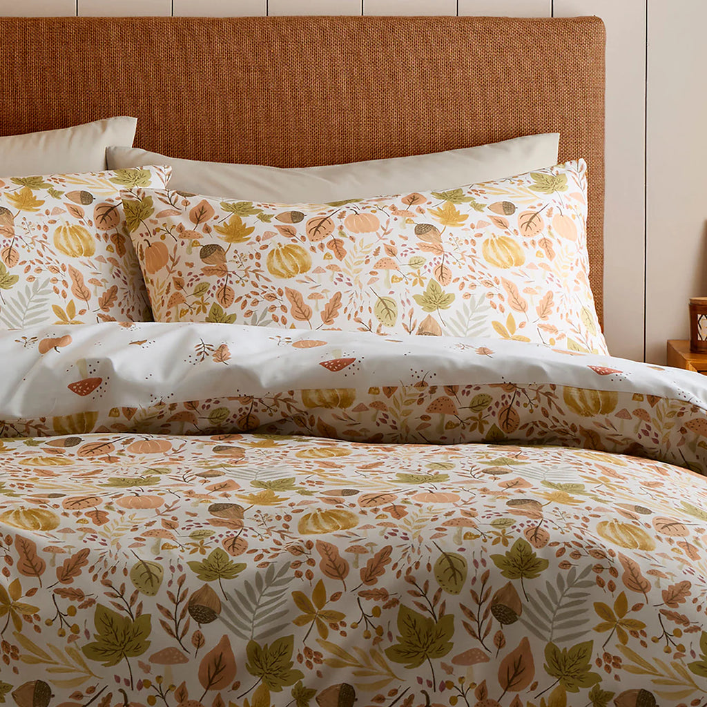 Duvet Cover Set Autumn Foliage Design in Natural