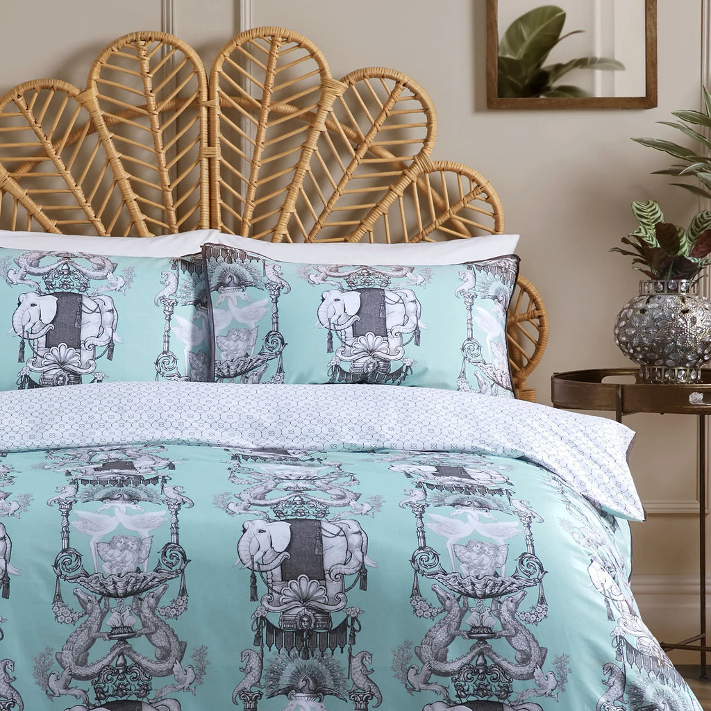 Duvet Cover Set Animalia by Laurence Llewelyn-Bowen in Duck Egg