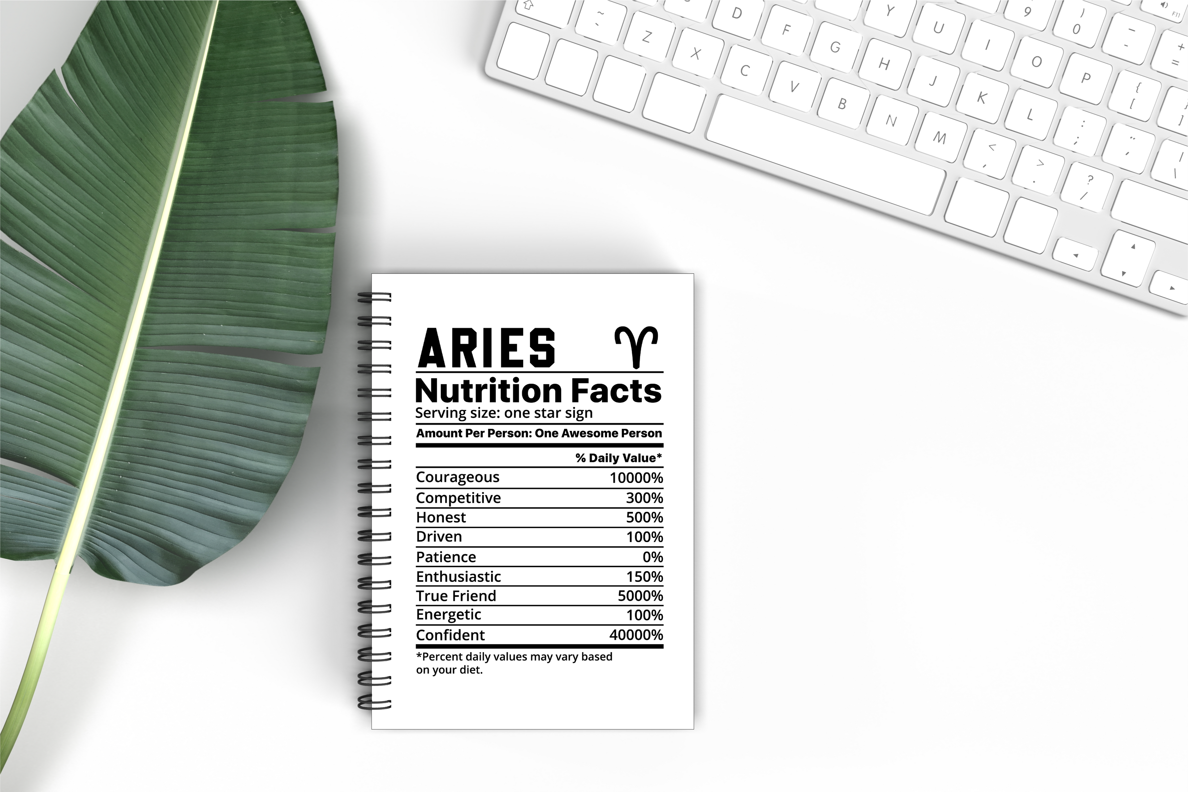Zodiac Nutrition Facts Notebook