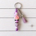 Purple Gonk Novelty Beaded Keyring