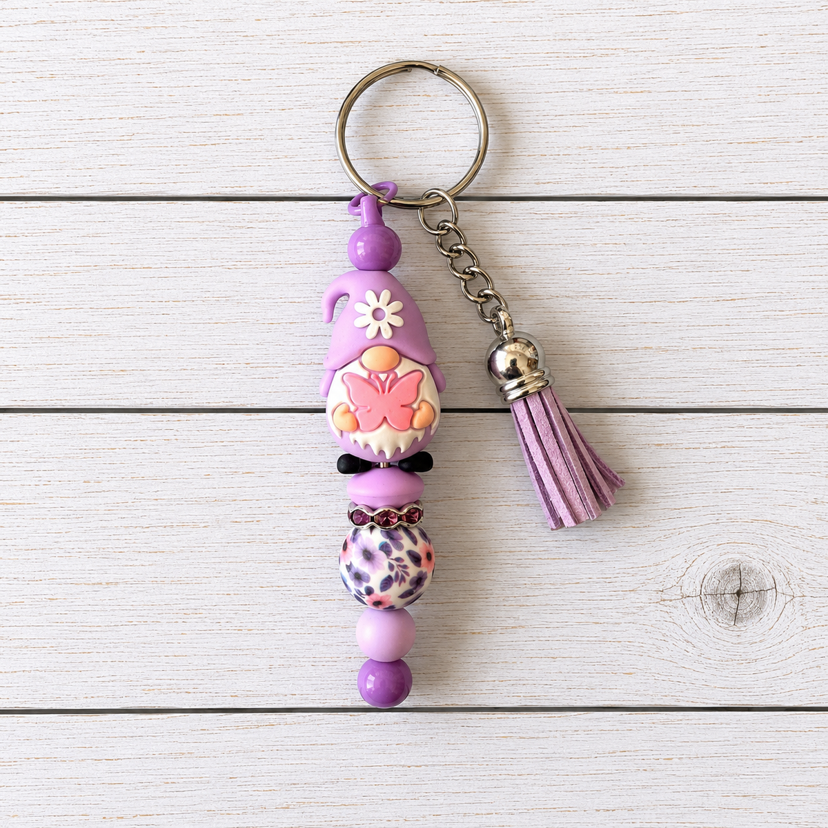 Purple Gonk Novelty Beaded Keyring