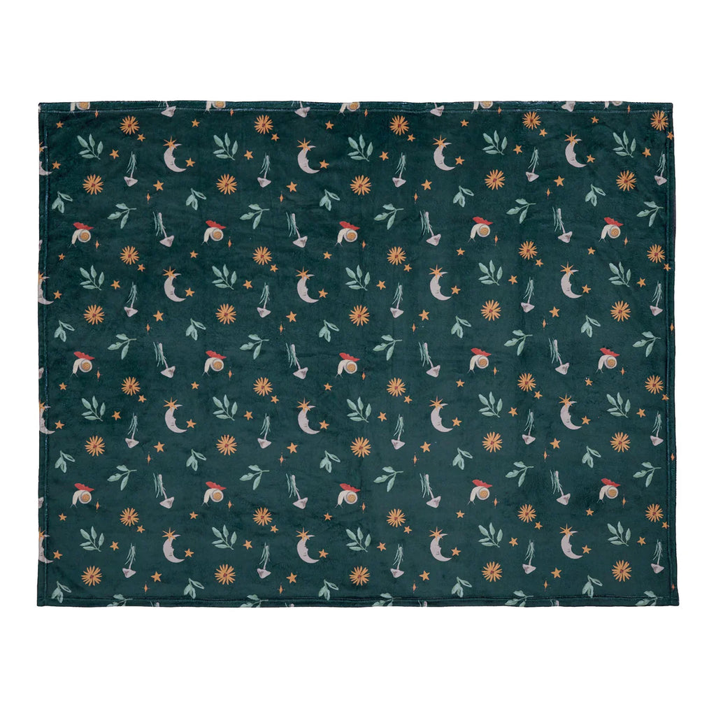 Botanical Mushrooms Throw in Green 120 x 150cm