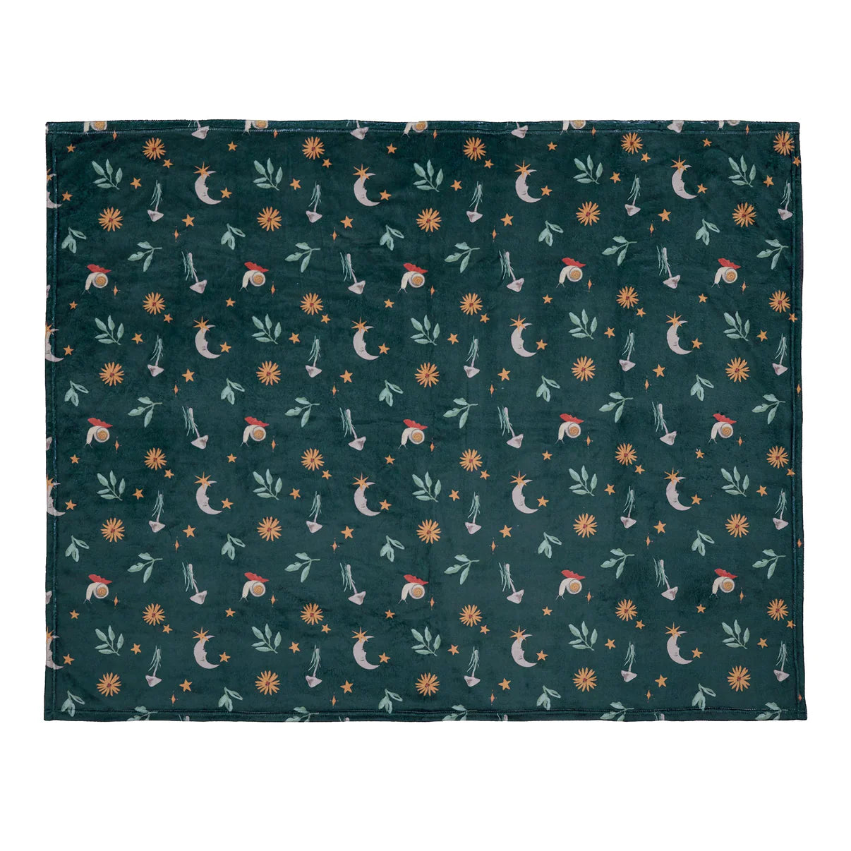 Botanical Mushrooms Throw in Green 120 x 150cm