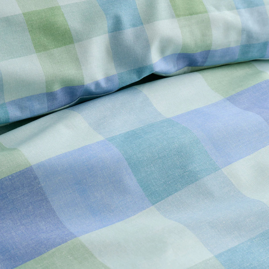 Block Check Duvet Cover Set in Blue