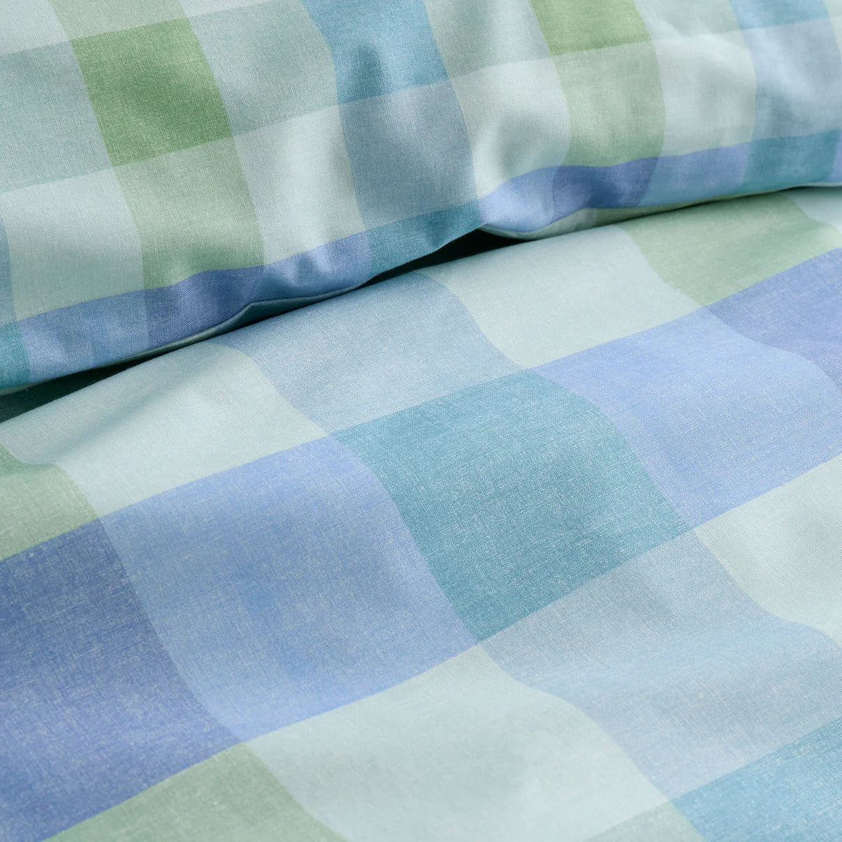 Block Check Duvet Cover Set in Blue