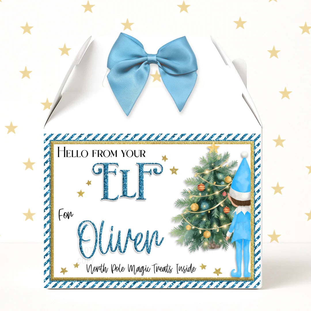Personalised Elf Treat Boxes - Blue, Pink or Red