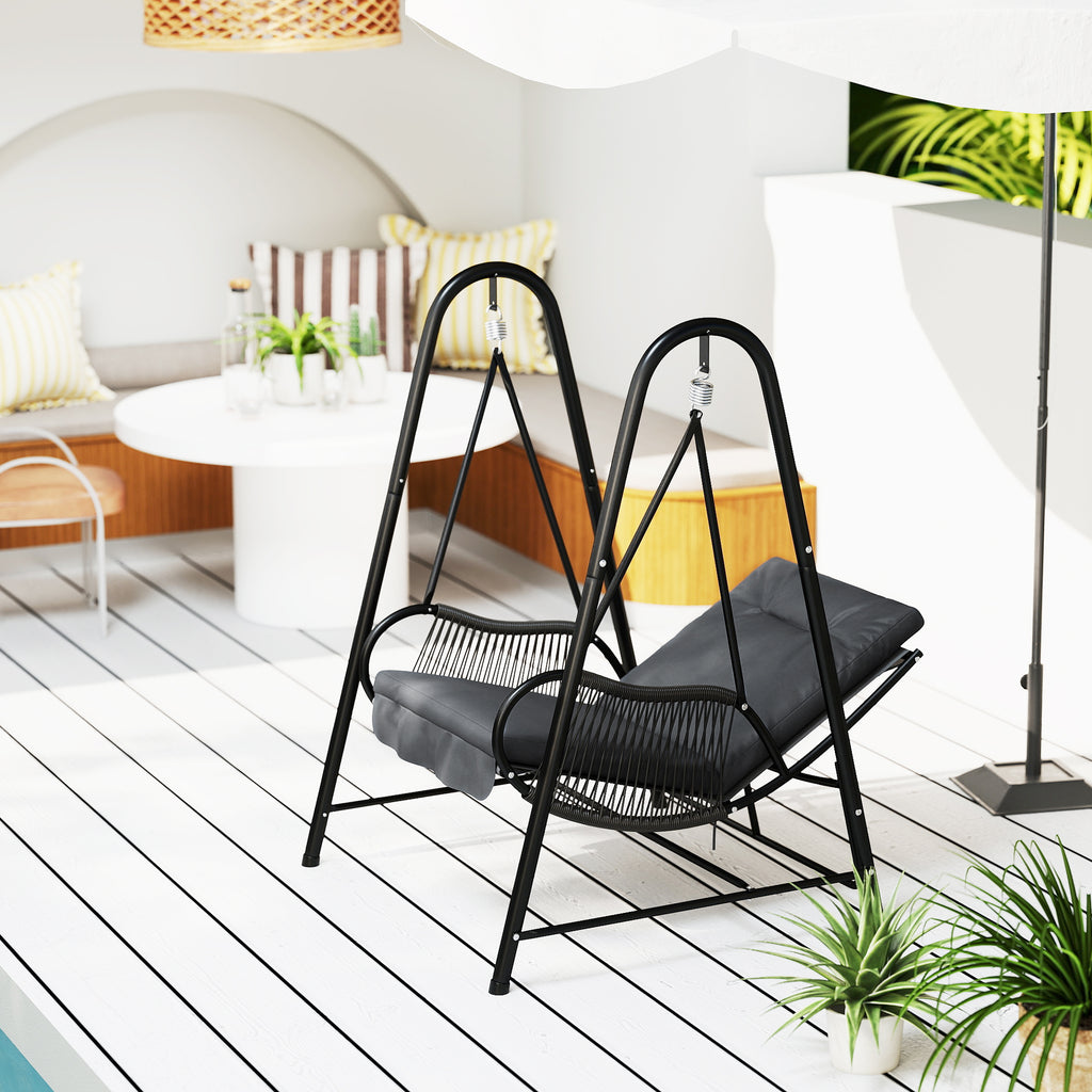 Swing Chair, Outdoor Garden Hanging Swing Seat with Stand and Seat Cushion
