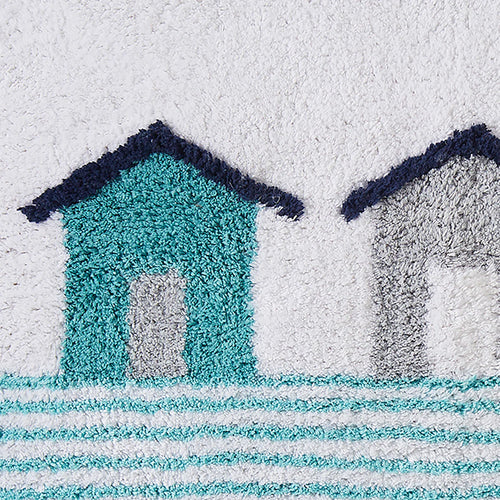 Beach Huts Bath Mat in Blue 50 x 80cm