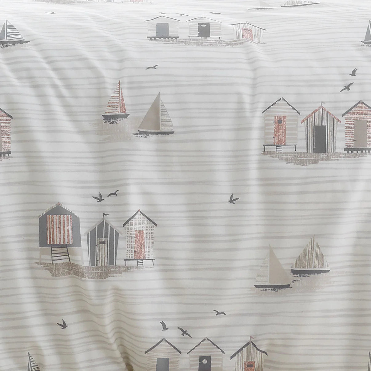 Beach Huts Duvet Cover Set in Natural