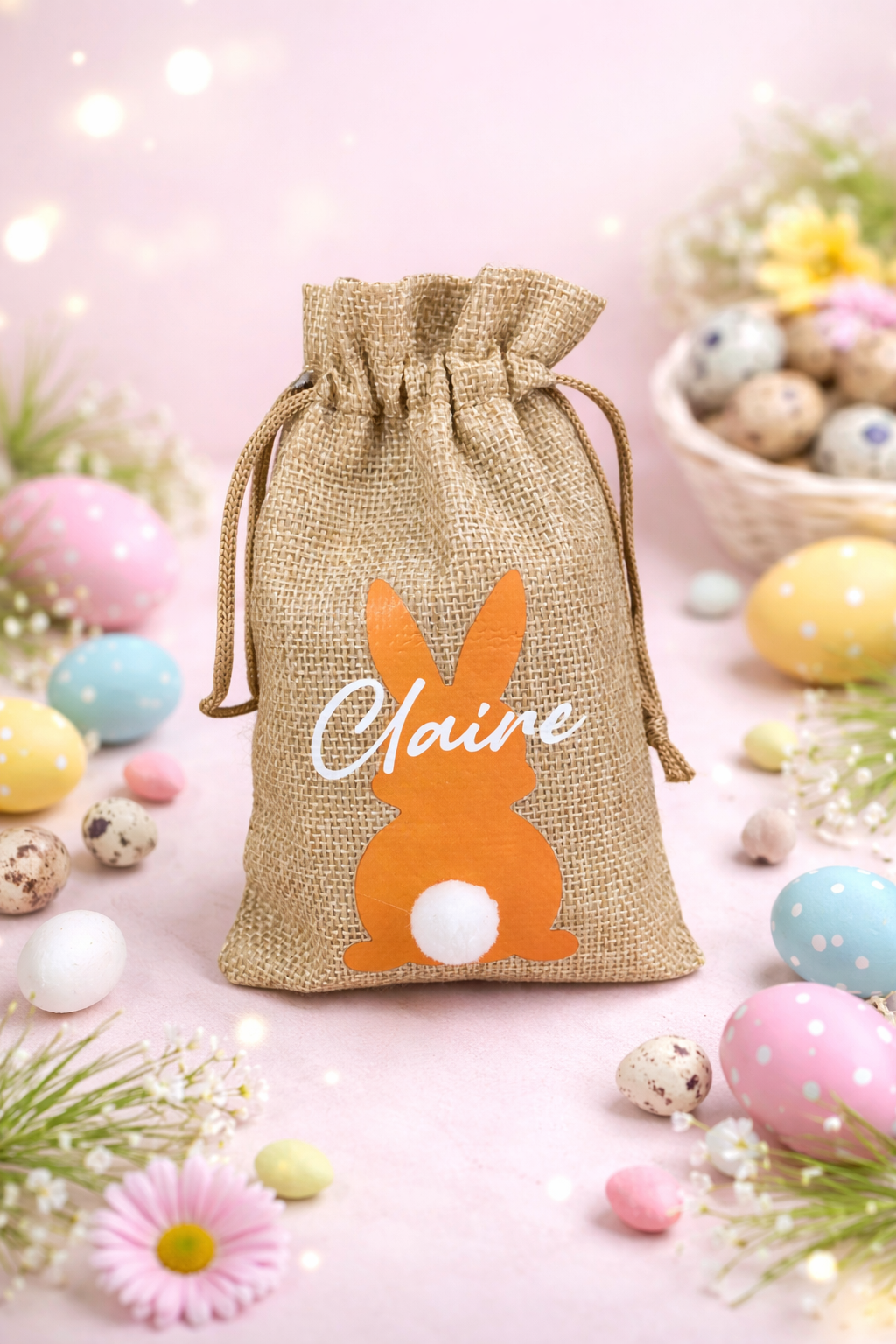 Personalised Easter bunny Reusable Jute Treat Bag