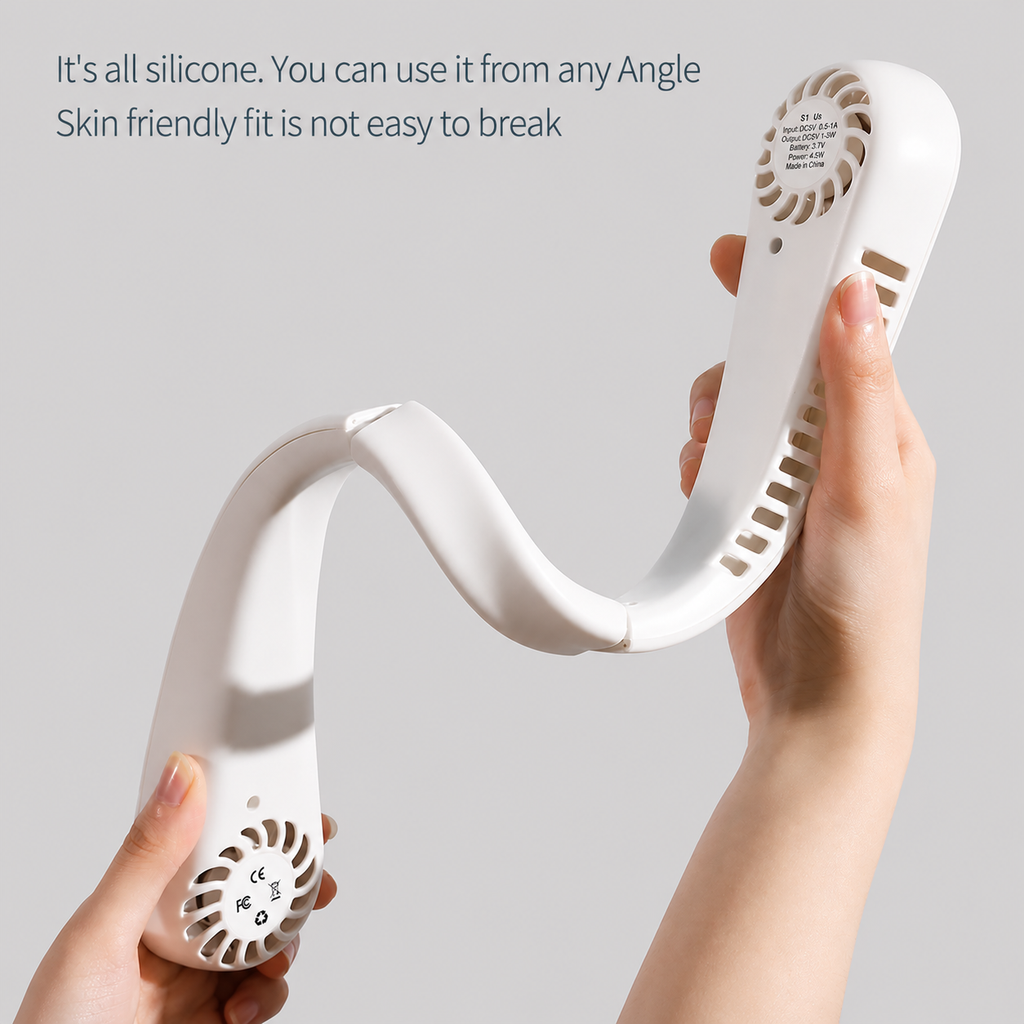 Bladeless Neck Fan – Rechargeable Hands-Free Portable Fan with 5 Speeds