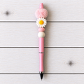 Pink and White Flower Novelty Beaded Pen