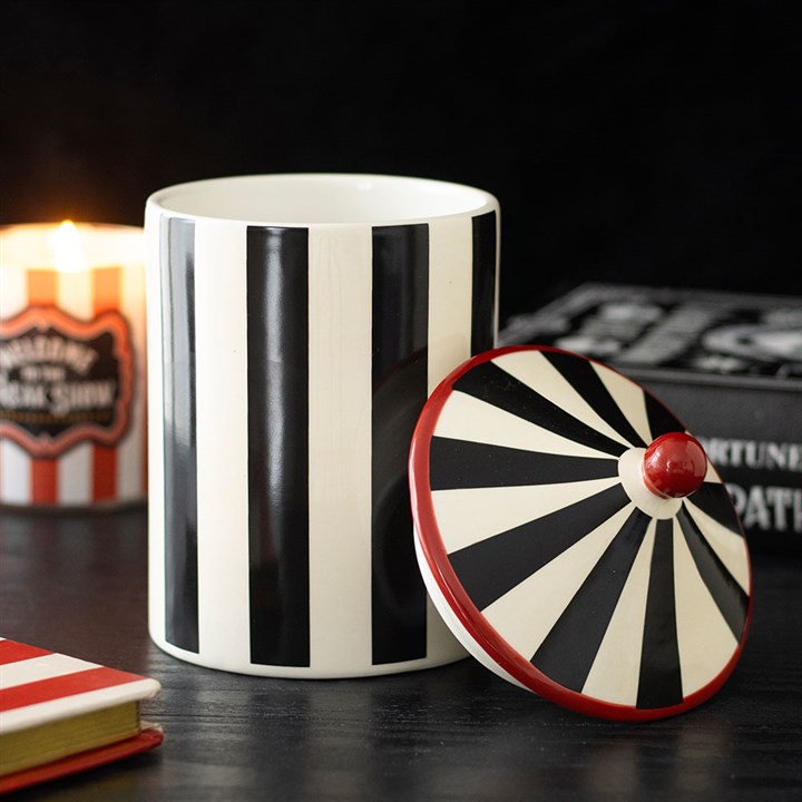 Black Striped Circus Tent Storage Jar