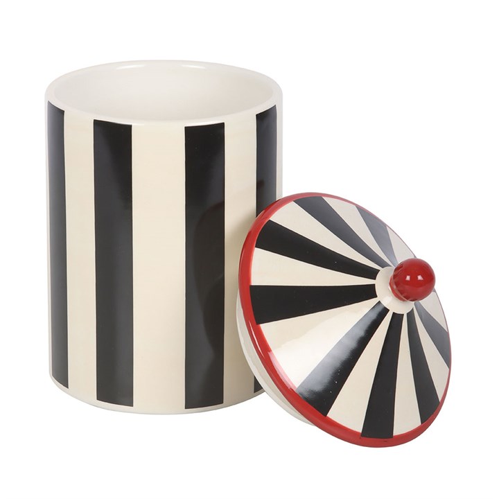 Black Striped Circus Tent Storage Jar