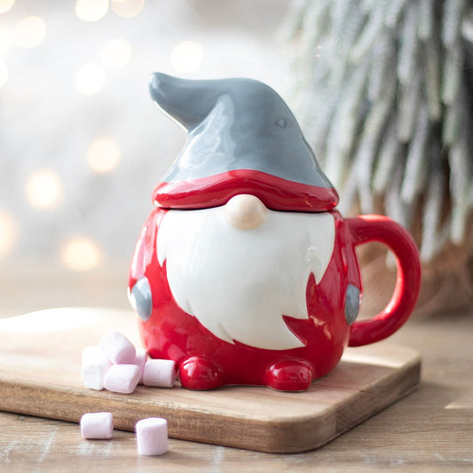 Red & Grey Gonk Lidded Mug