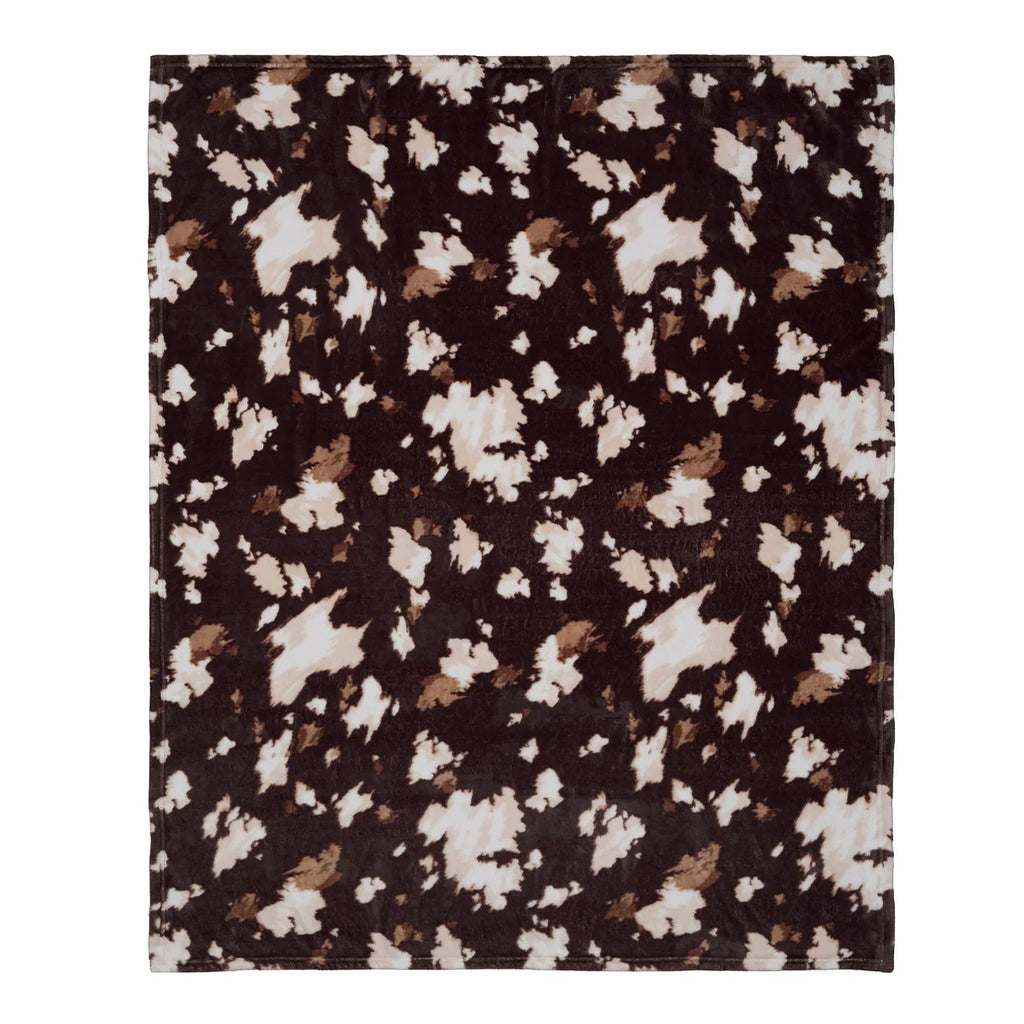 Cow Print Fleece Throw in Chocolate 120 x 150cm