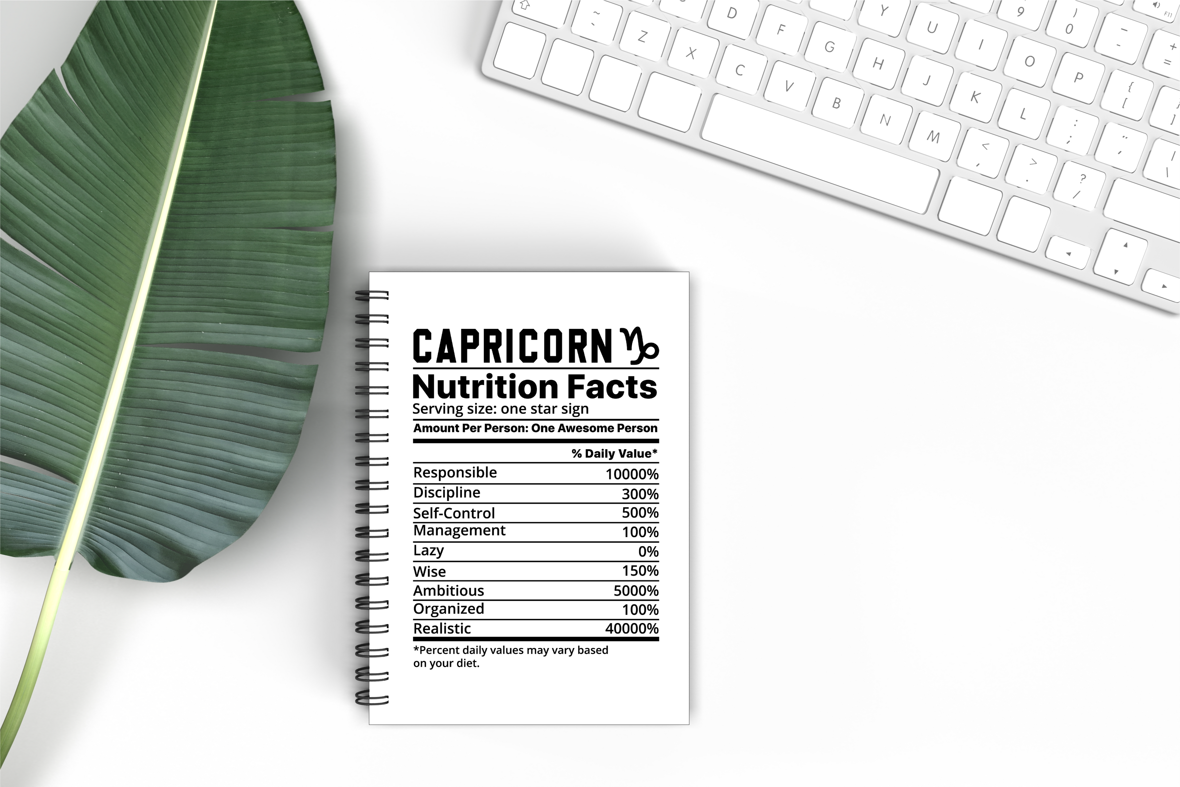 Zodiac Nutrition Facts Notebook