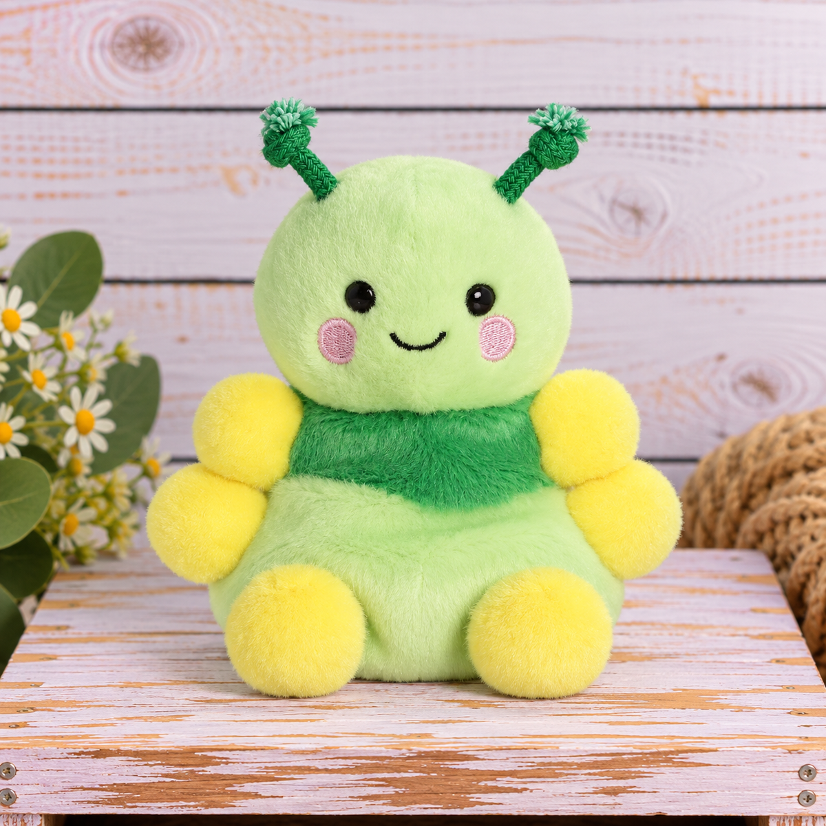 Aurora Palm Pals Ivy Caterpillar 13cm green and yellow caterpillar plush soft toy