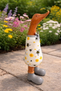 Bee & Flower Duck Ornament with Boots – 25cm Garden Decor