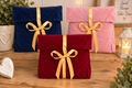 Luxury Velvet Christmas Gift Bag with Gold Satin Lining & Gold Ribbon – 40cm