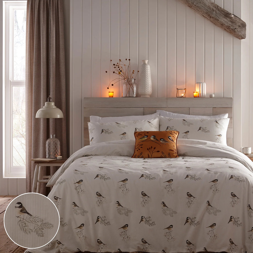 Chickadees Brushed Cotton Duvet Set