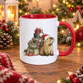 Christmas capybara mug with Santa hat and presents printed in-house by South Shore Gifts