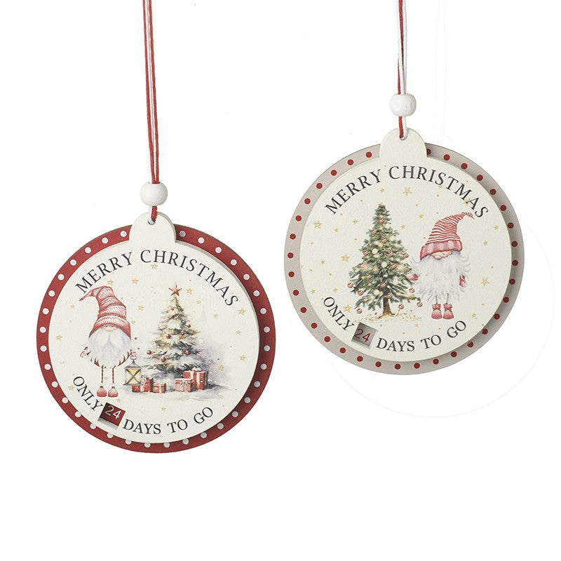 Christmas Countdown Hanging Decoration – Gonk Days Until Christmas Sign – Red or Grey