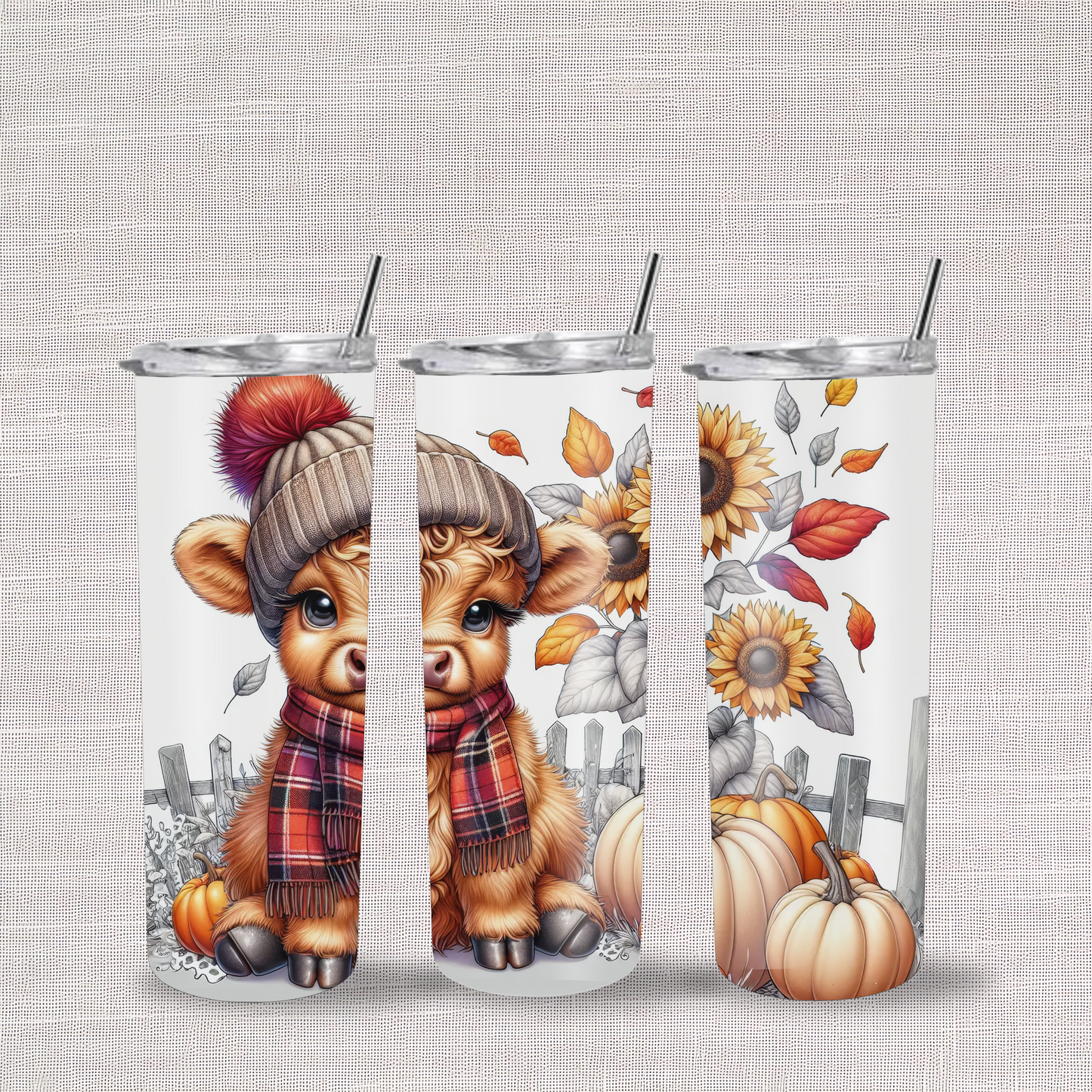 Autumn Baby Highland Cow 20oz Stainless Steel Skinny Tumblers
