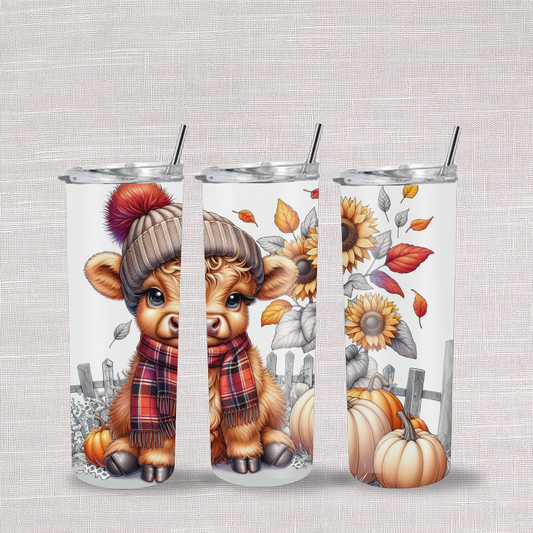 Autumn Baby Highland Cow 20oz Stainless Steel Skinny Tumblers