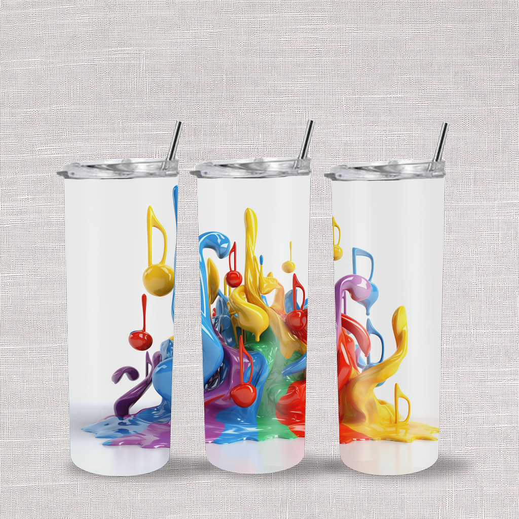 Music Colour Splash 20oz Stainless Steel Skinny Tumblers