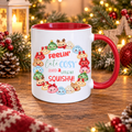 Cute Christmas Dumplings mug with Feelin Cute Cosy and a Little Bit Squishy festive design