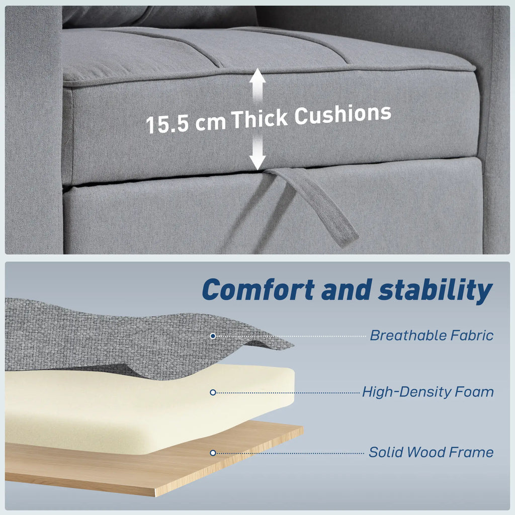 3-in-1 Single Sofa Bed, Convertible Sleeper Chair Bed - Light Grey