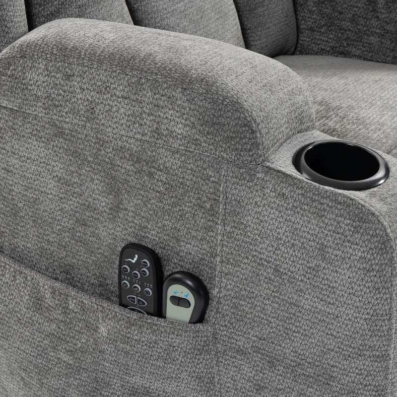 Power Lift Recliner Chair with Vibration Massage and Heat, Chenille Riser and Recliner - Grey
