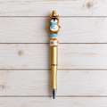 Penguin Reindeer Novelty Beaded Pen - Gold