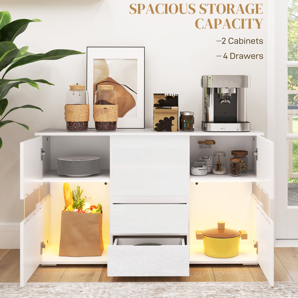 LED Light Sideboard - High Gloss White