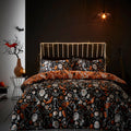 Halloween Day of the Dead Duvet Cover Set in Black/Orange