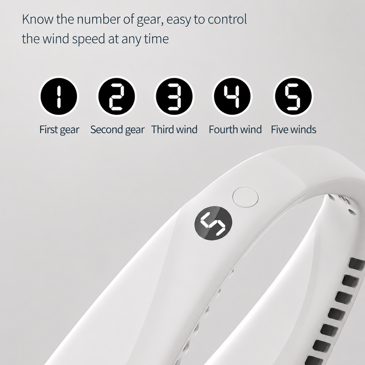 Bladeless Neck Fan – Rechargeable Hands-Free Portable Fan with 5 Speeds