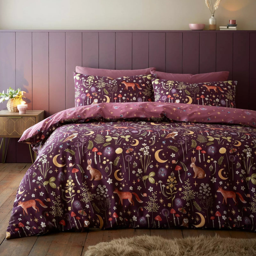 Enchanted Twilight Duvet Cover Set by Catherine Lansfield - in Plum