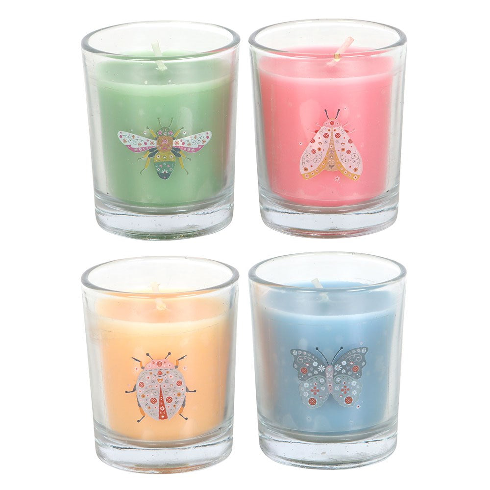 Set of 4 Floral Bug Mandarin and Bergamot Candles