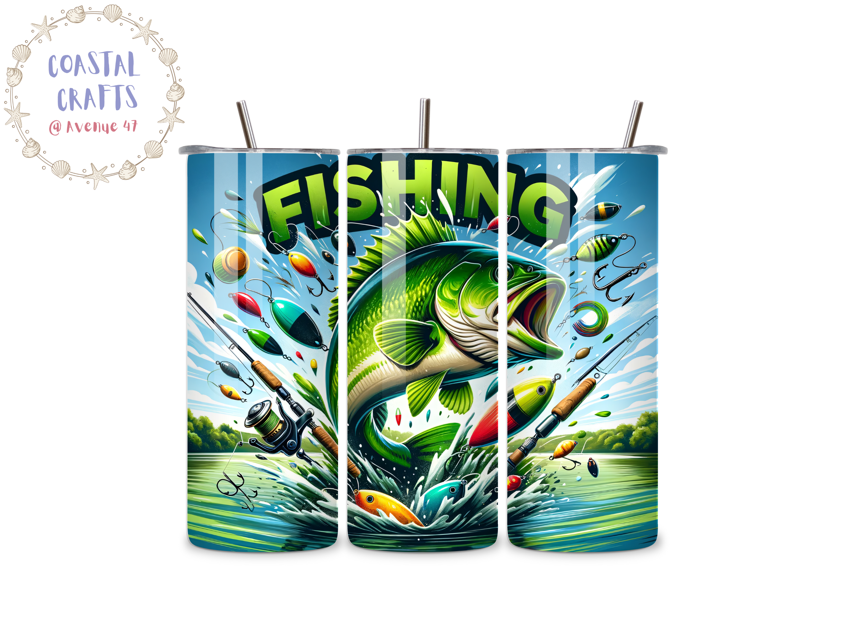 Fishing/Rod/Tackle - 20oz Stainless Steel Skinny Tumbler