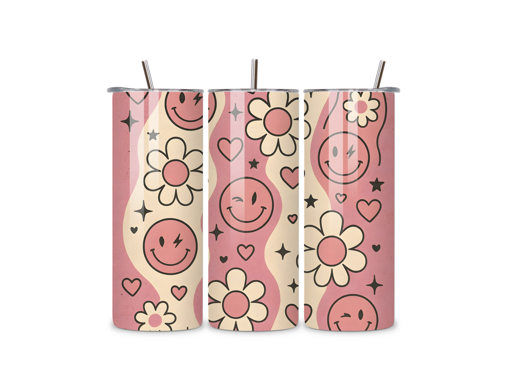 Flowers & Smiley Faces 20oz Tumbler
