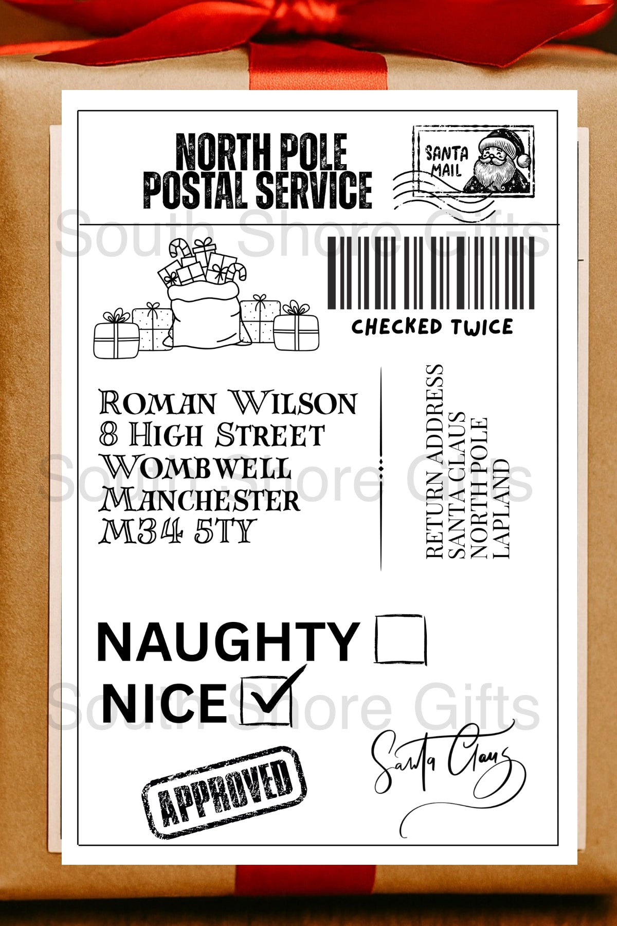 🎅🏻 North Pole Parcel Stickers – Nice List Edition (Bundle of 20) 🎁
