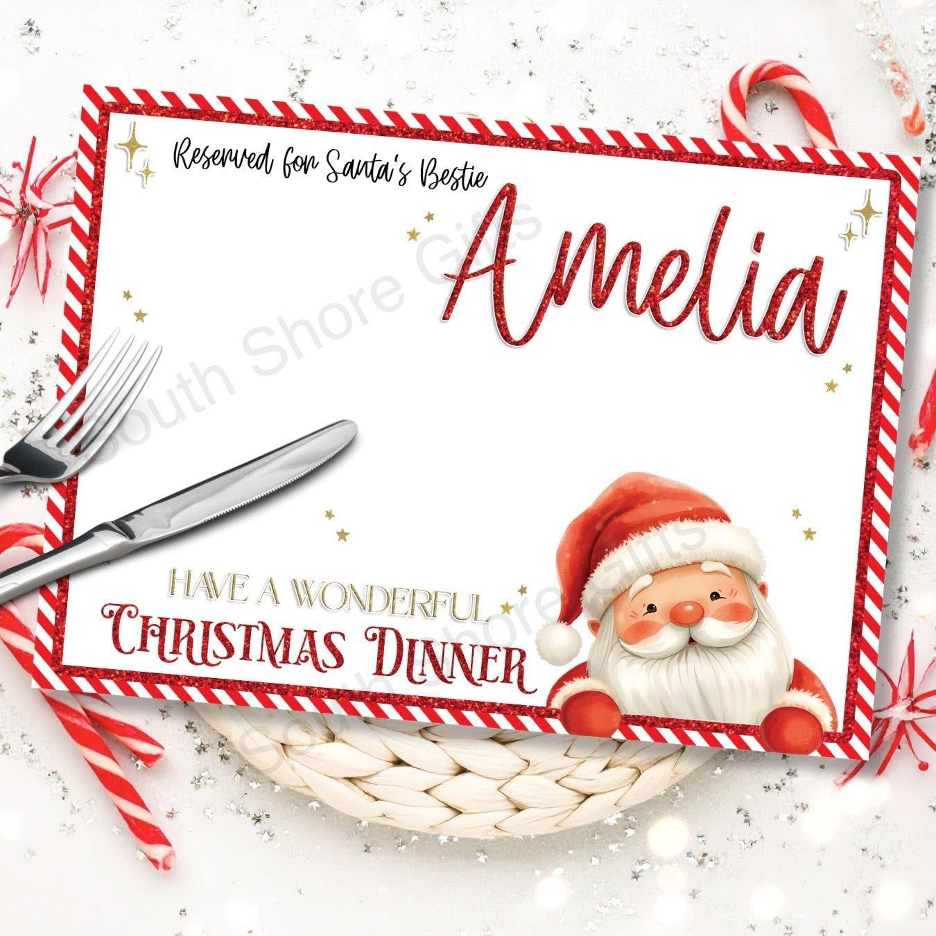 Personalised Santa’s Bestie Faux Leather Placemats