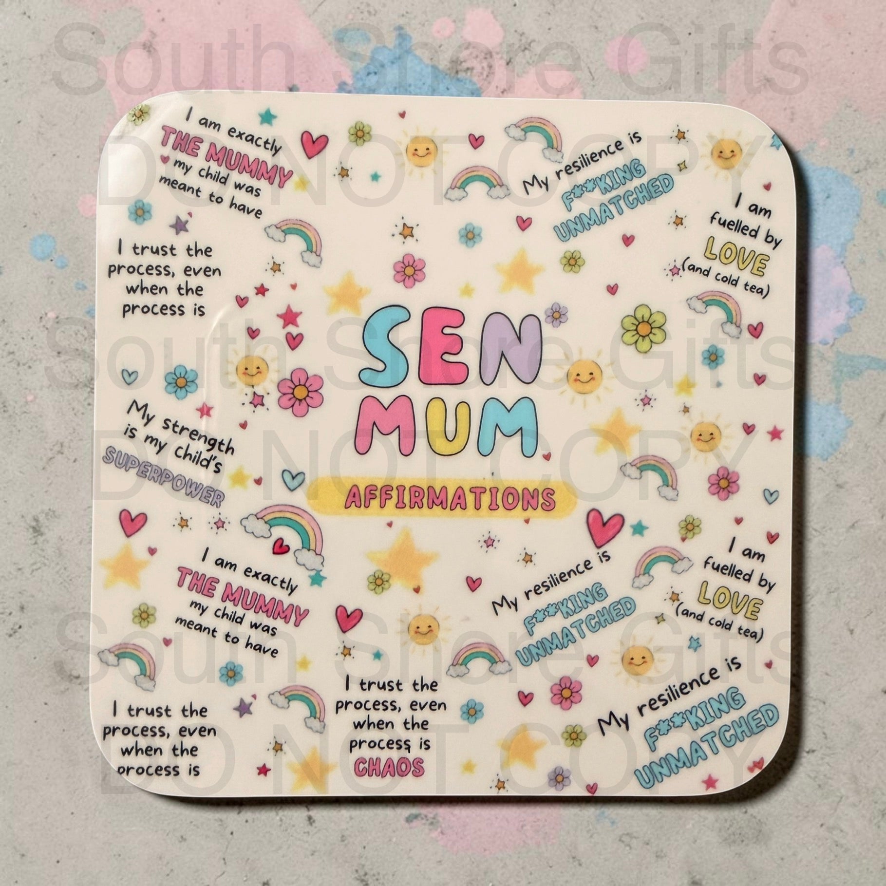 SEN Mum Affirmations Mug & Coaster Gift Set | 11oz Ceramic Mug with Pink Handle | Special Needs Mum Gift