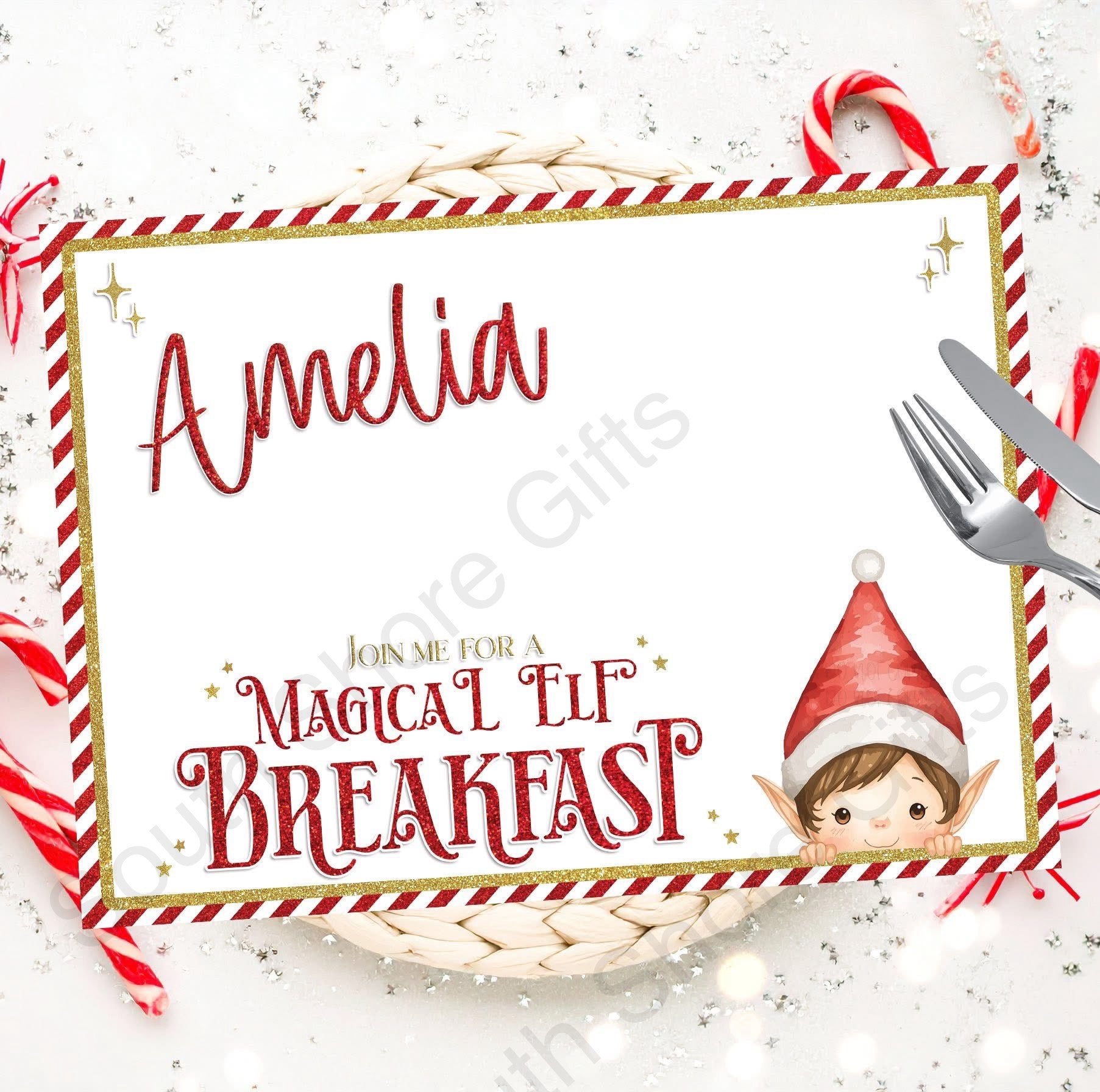 Personalised Magical Elf Breakfast Placemat