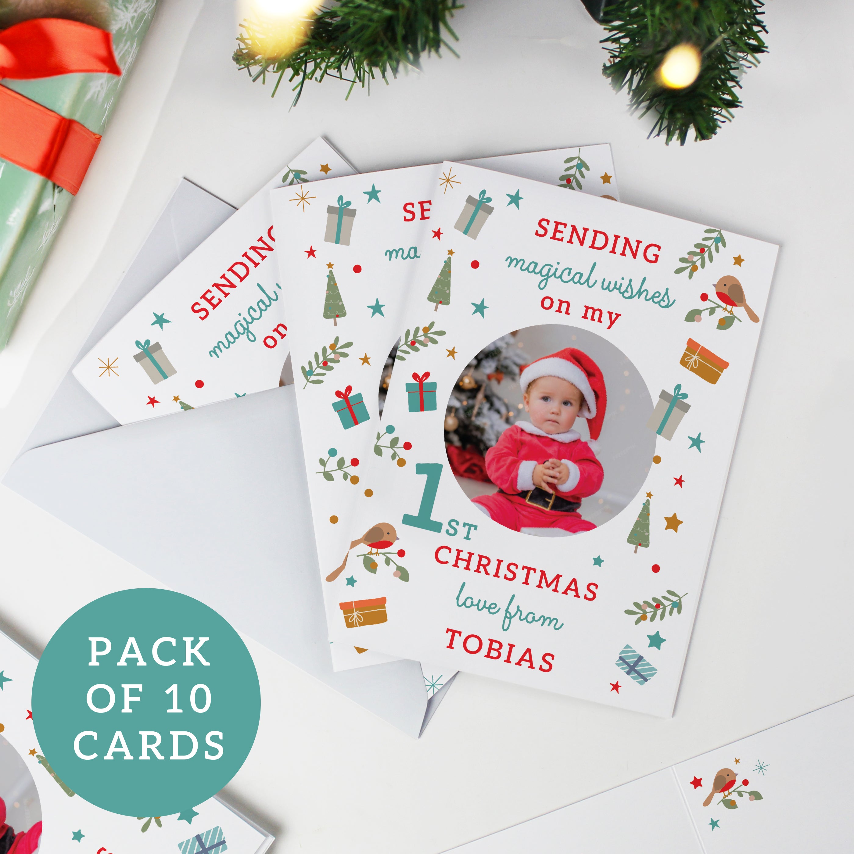 Personalised My 1st Christmas Photo Upload Pack of 10 Cards