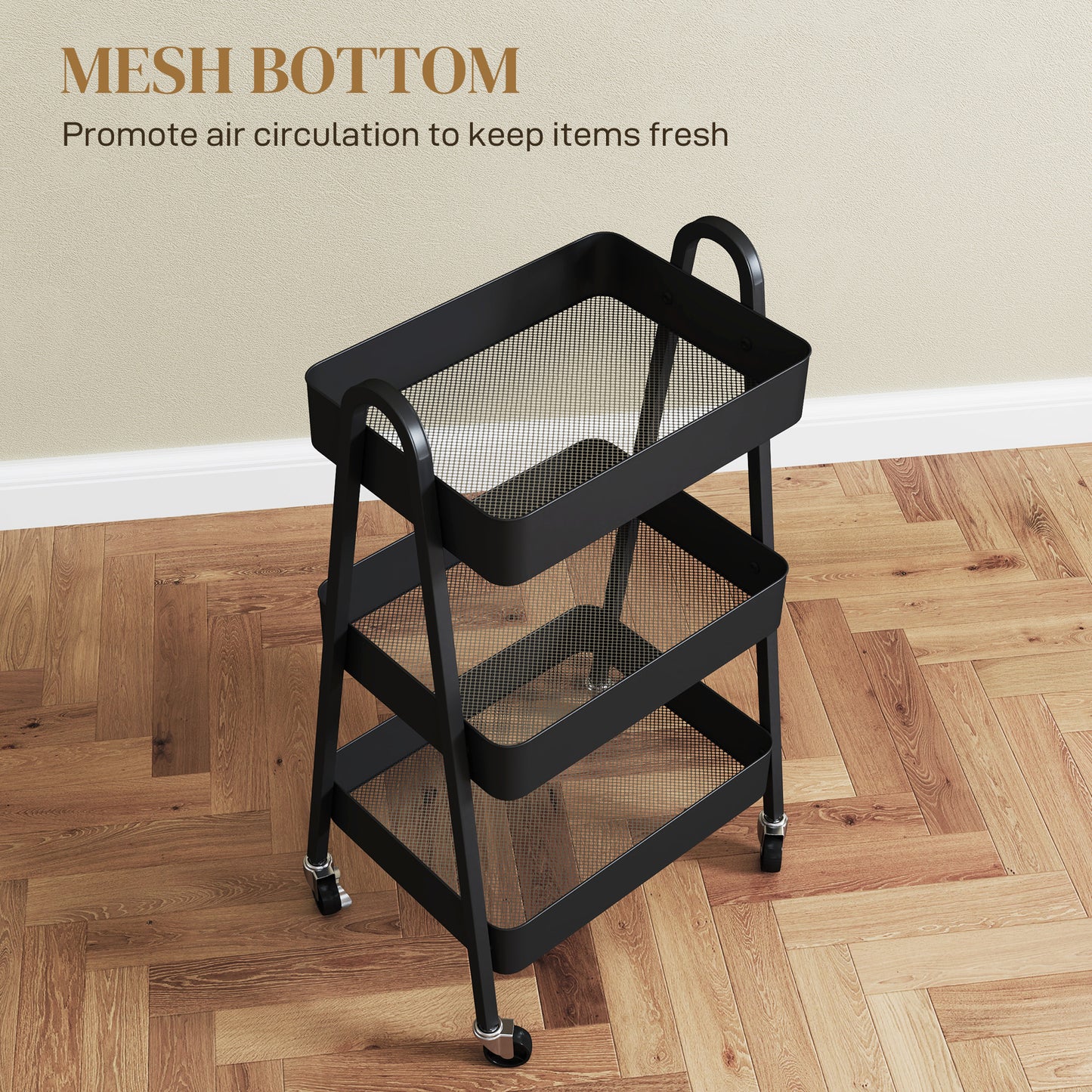 Three-Tier Storage Trolley - 3 Colour Options